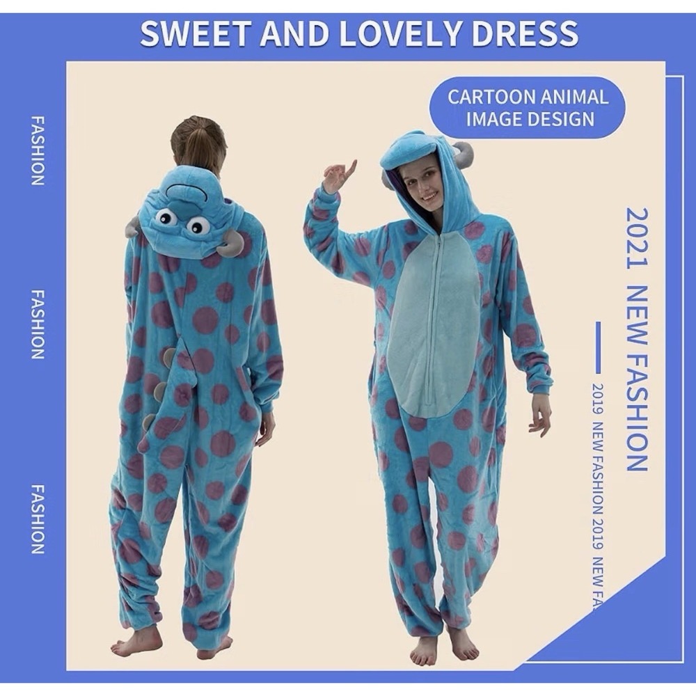 Adult Sully Body Suit Halloween Costume Cosplay Pajamas Women's Small